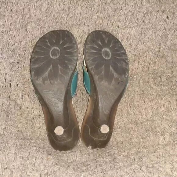 FLY LONDON-Blue/White Leather-Slides-Kitten Heel-Size 36/6-Excellent - Picture 7 of 7